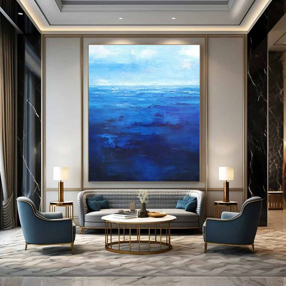 Blue Original Coastal Dramatic Wall Art 69ZYV